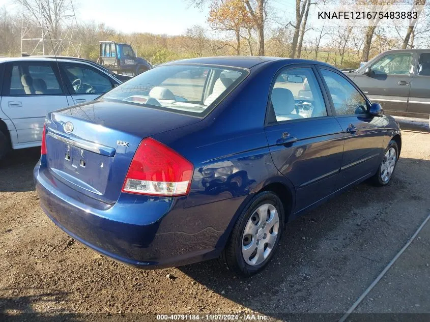 2007 Kia Spectra Ex VIN: KNAFE121675483883 Lot: 40791184