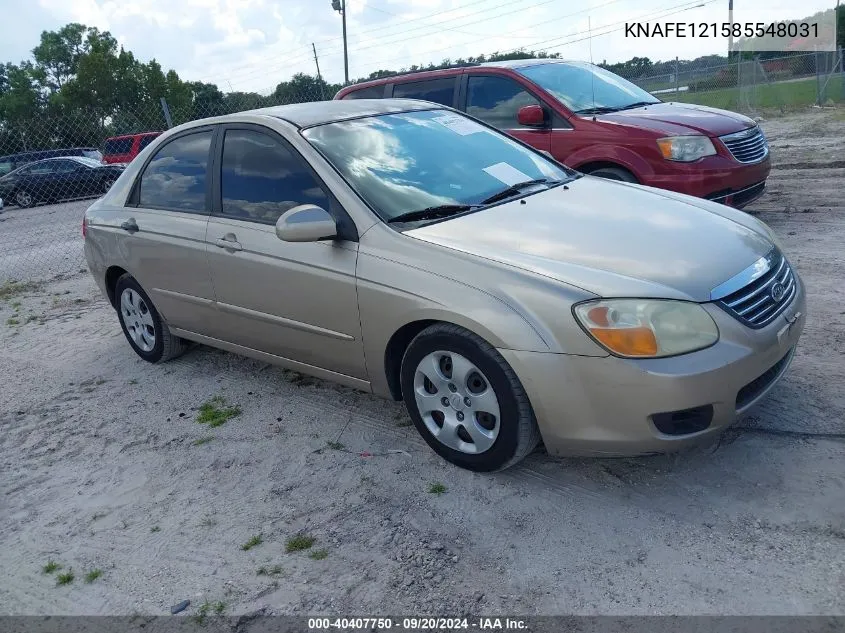 2008 Kia Spectra Ex VIN: KNAFE121585548031 Lot: 40407750