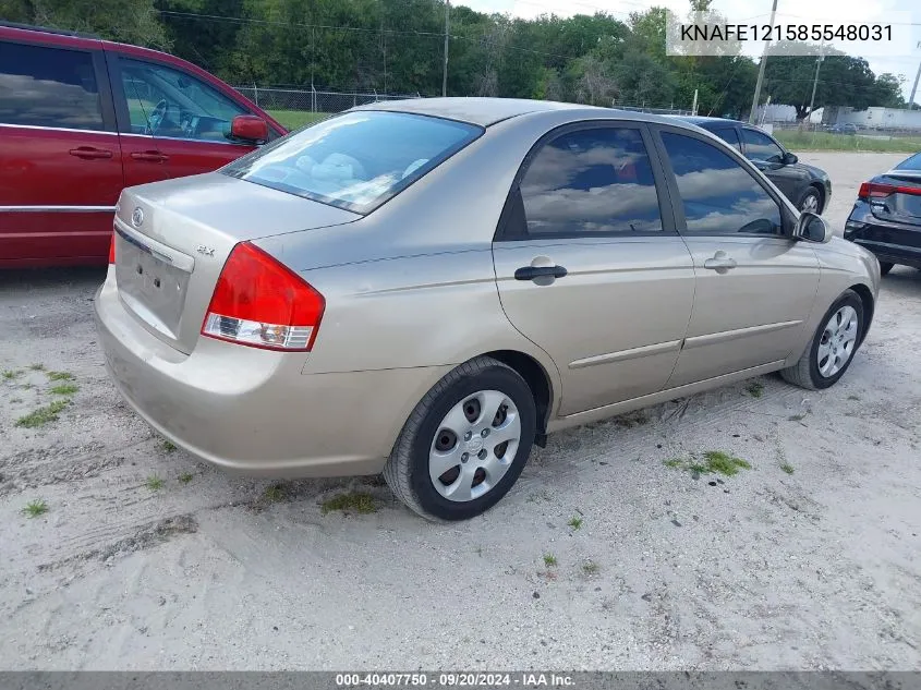 2008 Kia Spectra Ex VIN: KNAFE121585548031 Lot: 40407750