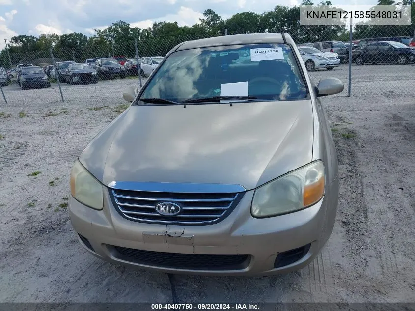 2008 Kia Spectra Ex VIN: KNAFE121585548031 Lot: 40407750