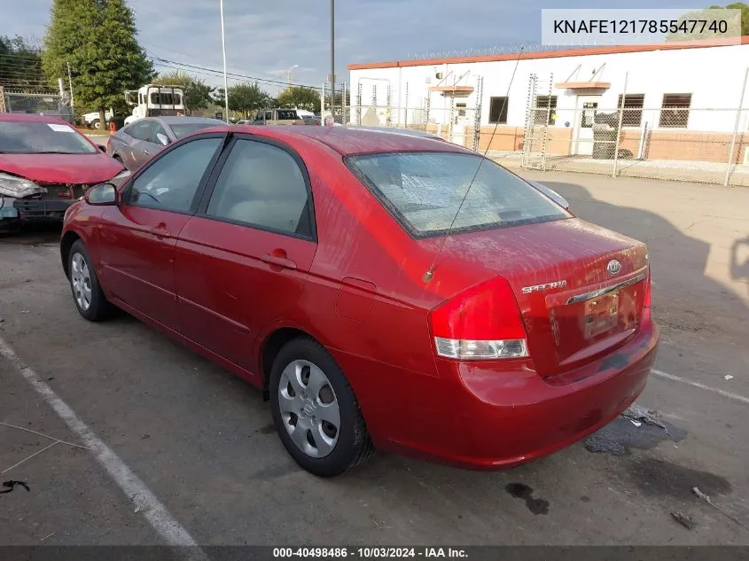 2008 Kia Spectra Ex VIN: KNAFE121785547740 Lot: 40498486