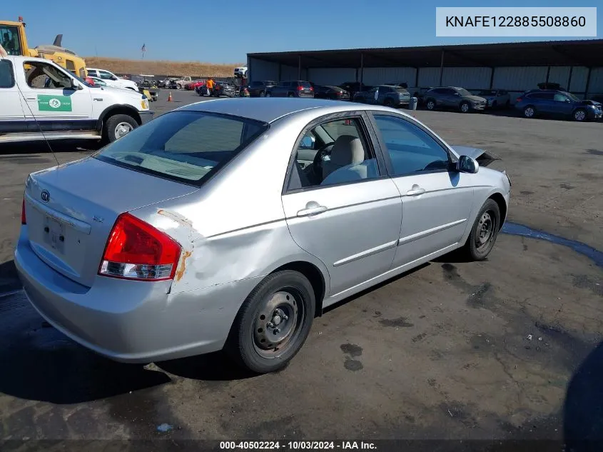 2008 Kia Spectra Ex VIN: KNAFE122885508860 Lot: 40502224