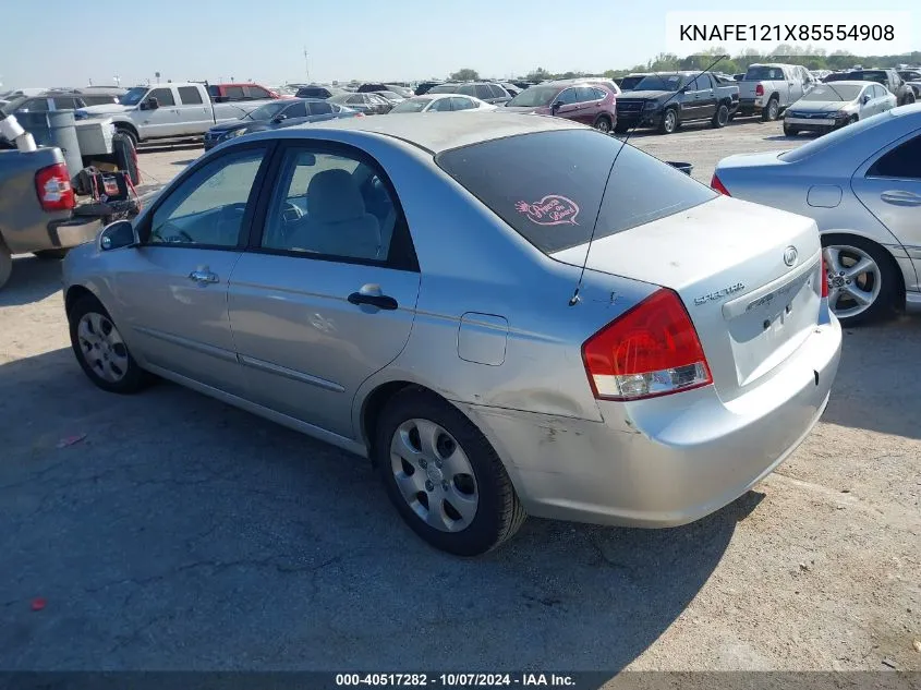 2008 Kia Spectra Ex VIN: KNAFE121X85554908 Lot: 40517282