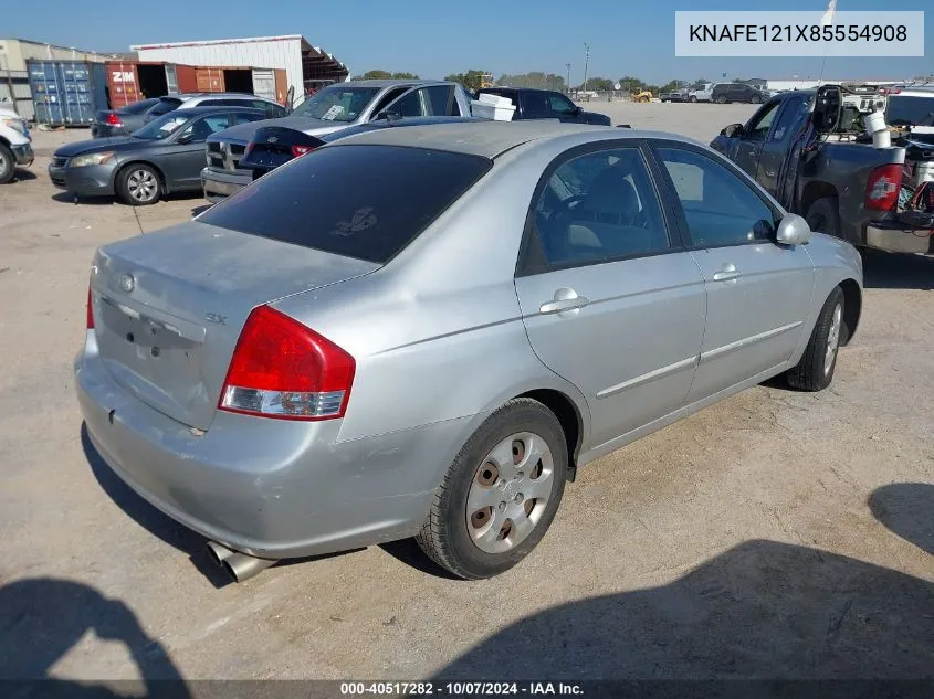 2008 Kia Spectra Ex VIN: KNAFE121X85554908 Lot: 40517282