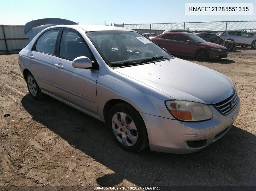 2008 Kia Spectra Ex VIN: KNAFE121285551355 Lot: 40576407