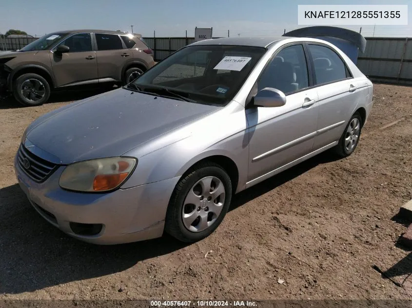 2008 Kia Spectra Ex VIN: KNAFE121285551355 Lot: 40576407