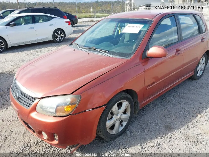 2008 Kia Spectra5 Sx VIN: KNAFE161485021186 Lot: 40608353