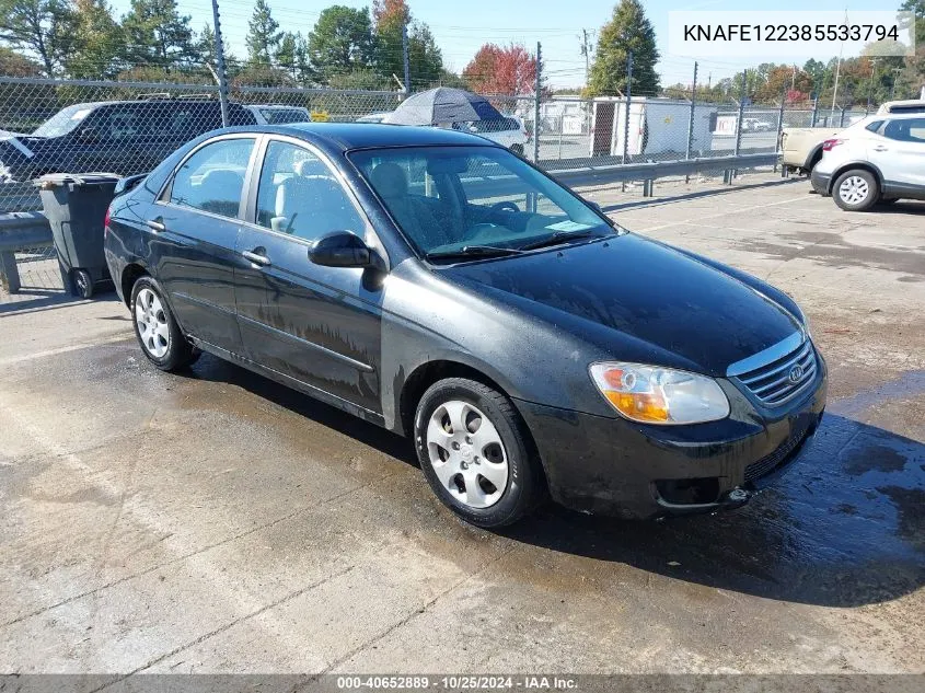 2008 Kia Spectra Ex VIN: KNAFE122385533794 Lot: 40652889