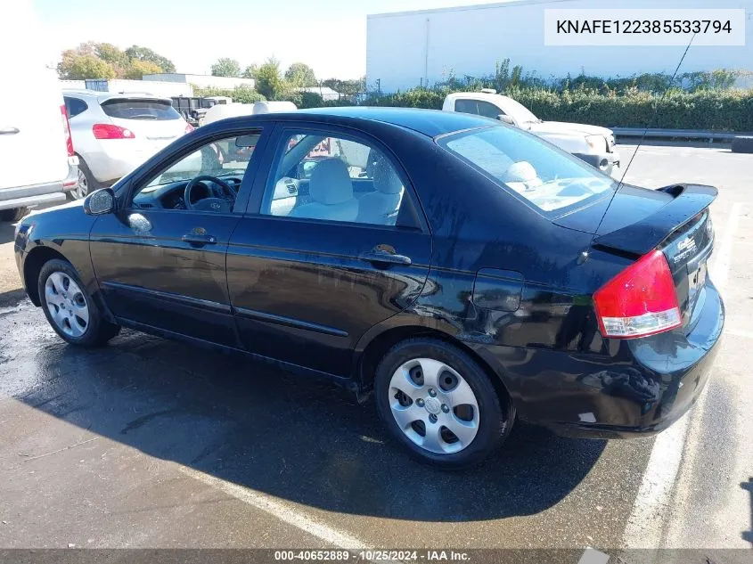 2008 Kia Spectra Ex VIN: KNAFE122385533794 Lot: 40652889