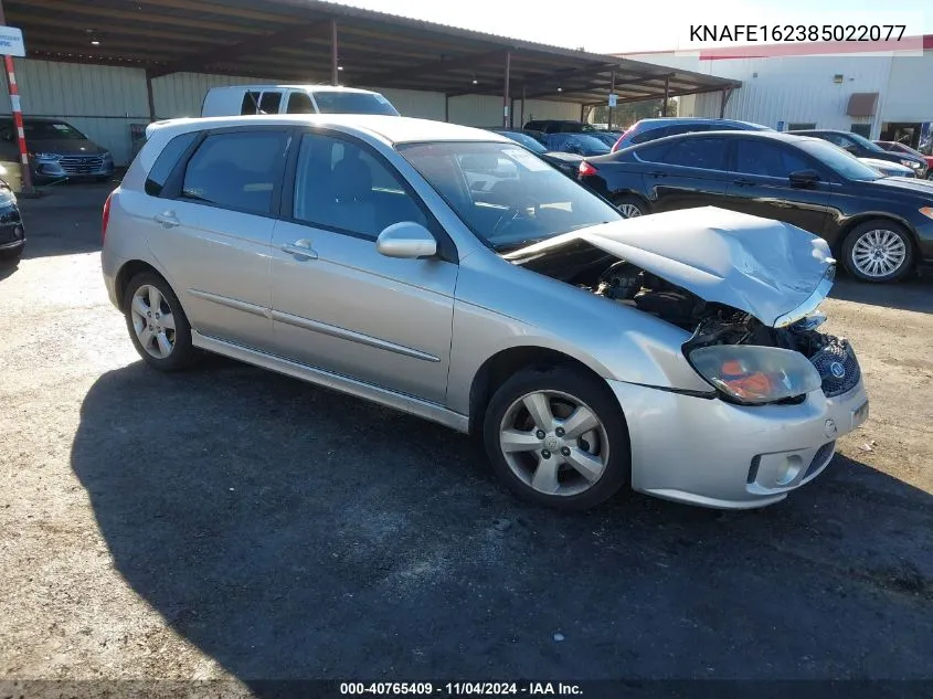 2008 Kia Spectra5 Sx VIN: KNAFE162385022077 Lot: 40765409