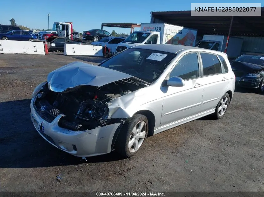 2008 Kia Spectra5 Sx VIN: KNAFE162385022077 Lot: 40765409