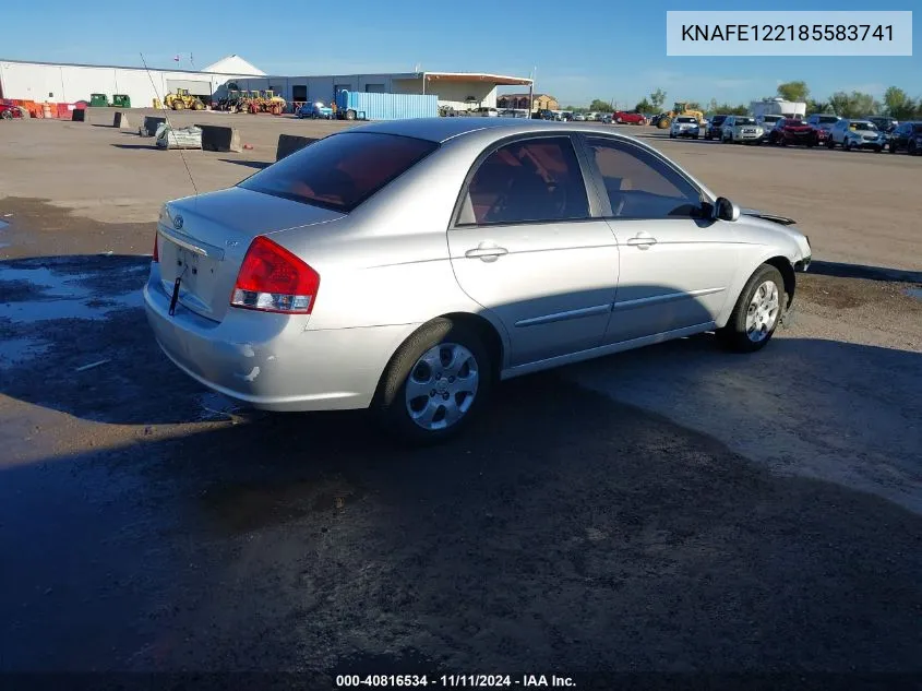 2008 Kia Spectra Ex VIN: KNAFE122185583741 Lot: 40816534