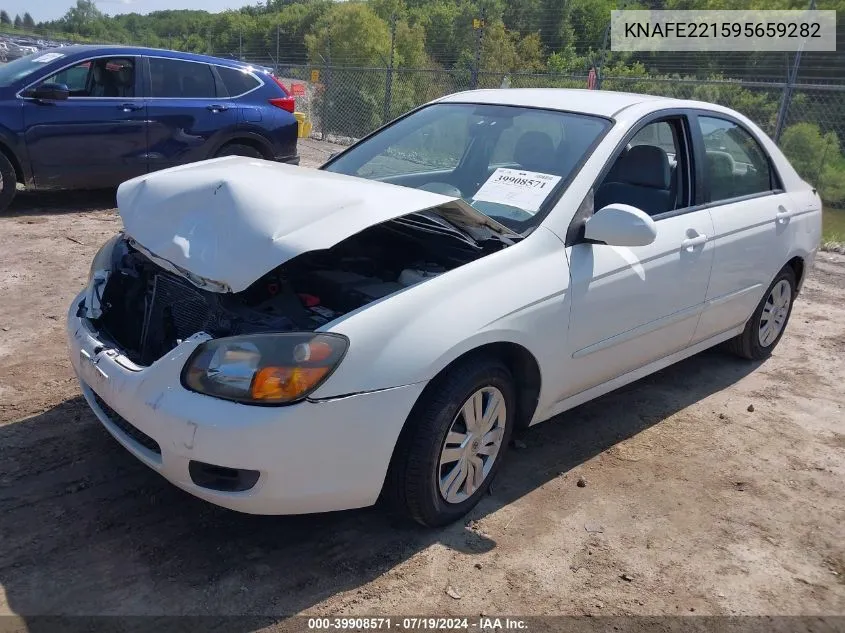 2009 Kia Spectra Lx VIN: KNAFE221595659282 Lot: 39908571