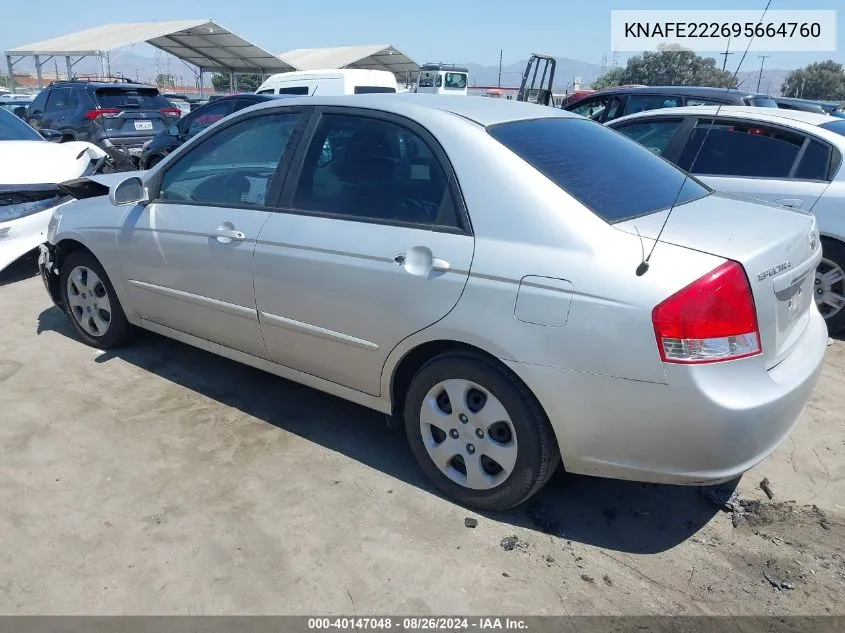 2009 Kia Spectra Ex VIN: KNAFE222695664760 Lot: 40147048