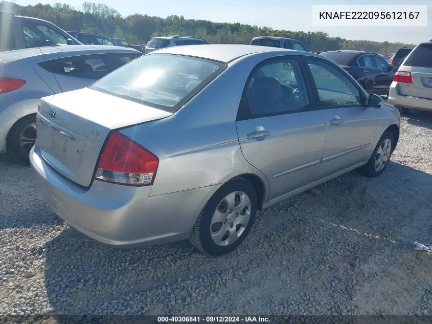 2009 Kia Spectra Ex VIN: KNAFE222095612167 Lot: 40306841