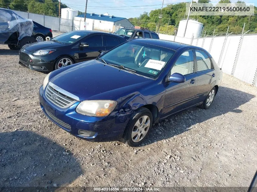 2009 Kia Spectra Ex VIN: KNAFE222195600660 Lot: 40315596