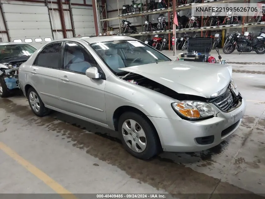 2009 Kia Spectra Ex/Lx/Sx VIN: KNAFE221995626706 Lot: 40409485