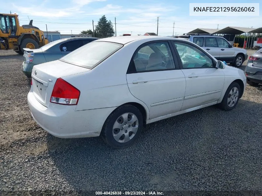 2009 Kia Spectra Ex VIN: KNAFE221295626062 Lot: 40426838