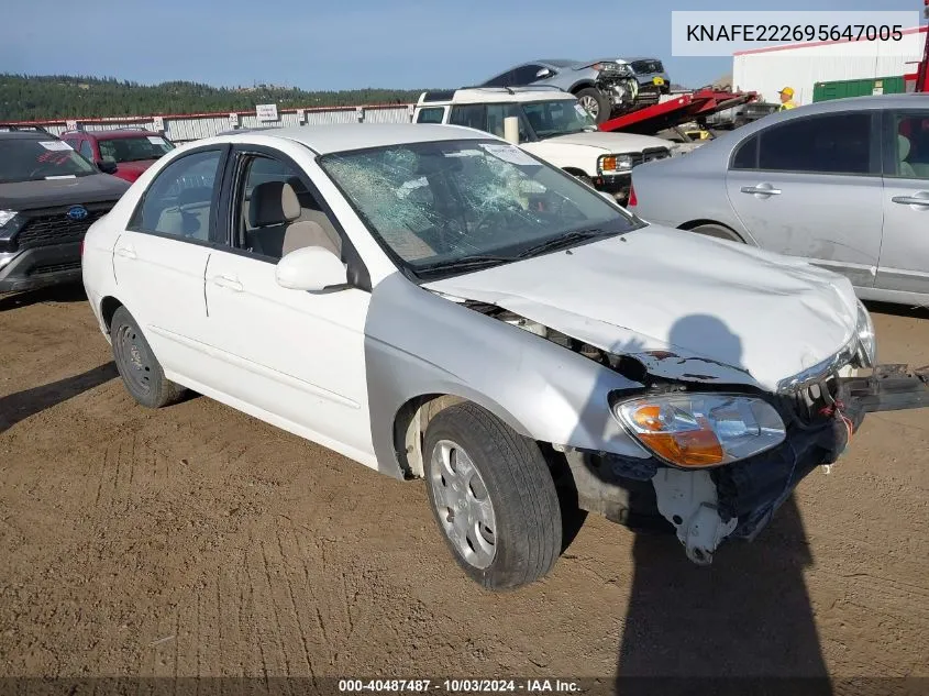 2009 Kia Spectra Ex VIN: KNAFE222695647005 Lot: 40487487