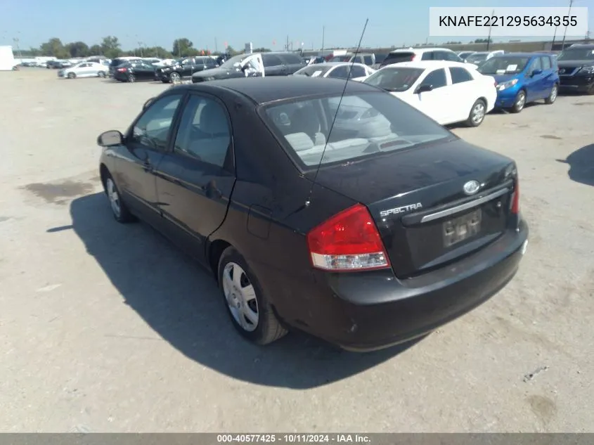 2009 Kia Spectra Ex VIN: KNAFE221295634355 Lot: 40577425