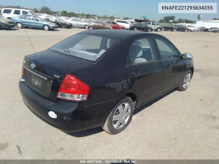 2009 Kia Spectra Ex VIN: KNAFE221295634355 Lot: 40577425