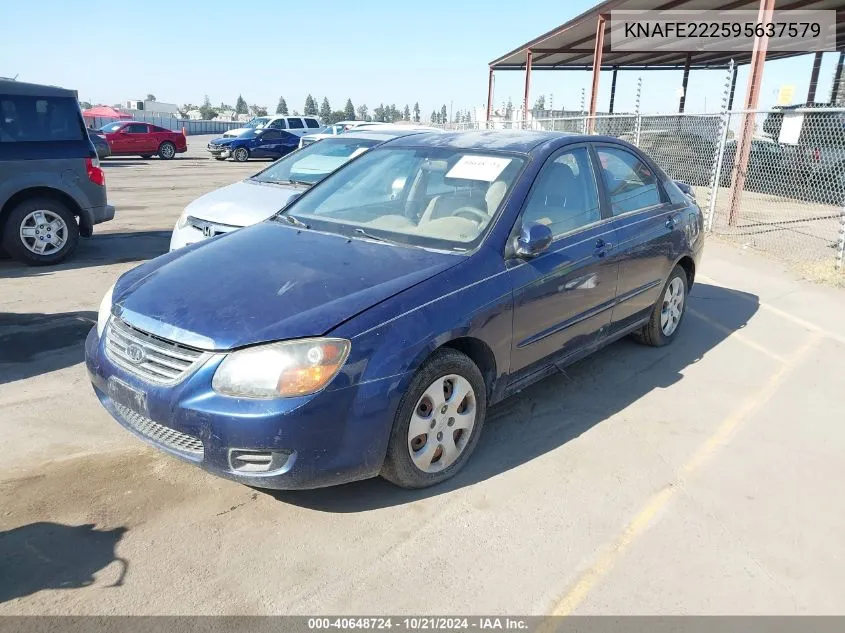 2009 Kia Spectra Ex VIN: KNAFE222595637579 Lot: 40648724