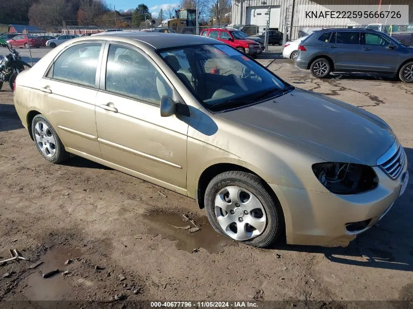 2009 Kia Spectra Ex VIN: KNAFE222595666726 Lot: 40677796