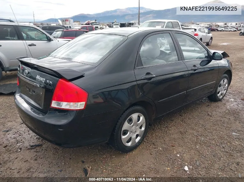 2009 Kia Spectra Ex VIN: KNAFE221995649225 Lot: 40719063