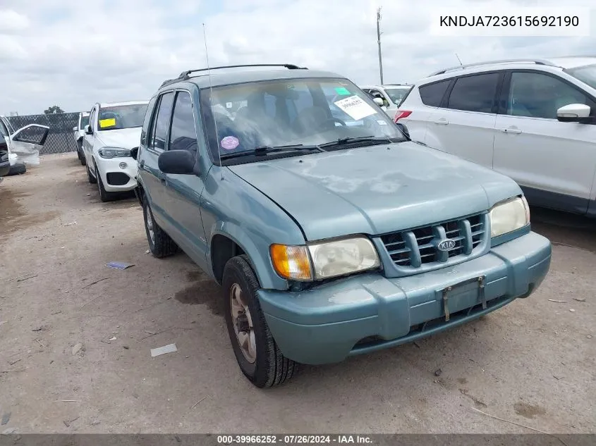 KNDJA723615692190 2001 Kia Sportage Ex/Limited