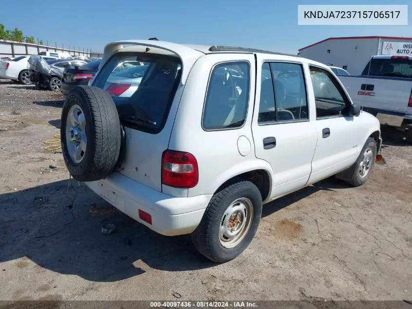 2001 Kia Sportage Ex/Limited VIN: KNDJA723715706517 Lot: 40097436