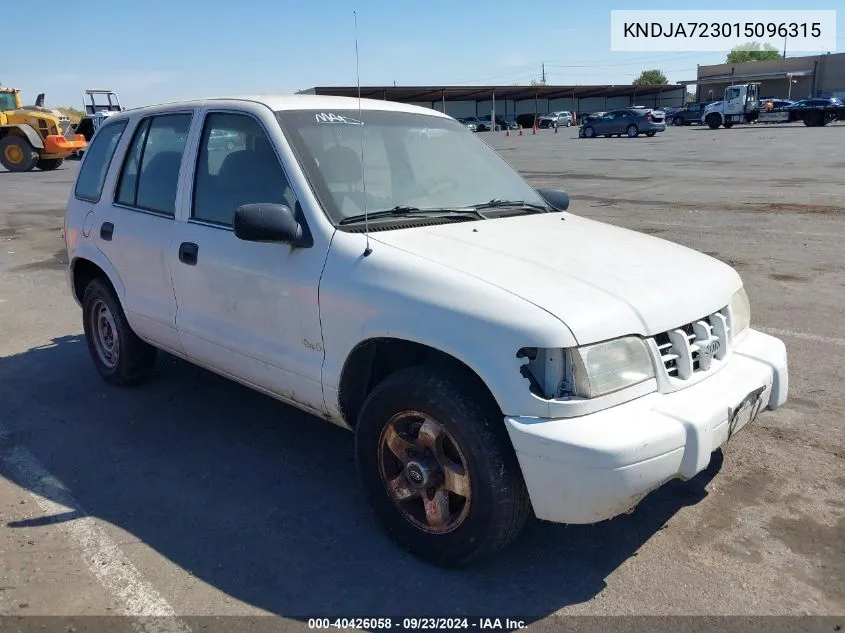 2001 Kia Sportage Ex/Limited VIN: KNDJA723015096315 Lot: 40426058