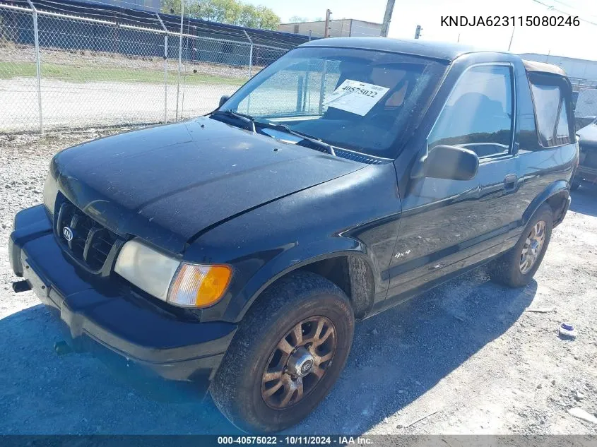 2001 Kia Sportage VIN: KNDJA623115080246 Lot: 40575022