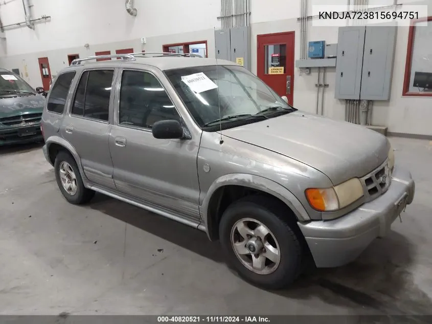 2001 Kia Sportage Ex/Limited VIN: KNDJA723815694751 Lot: 40820521