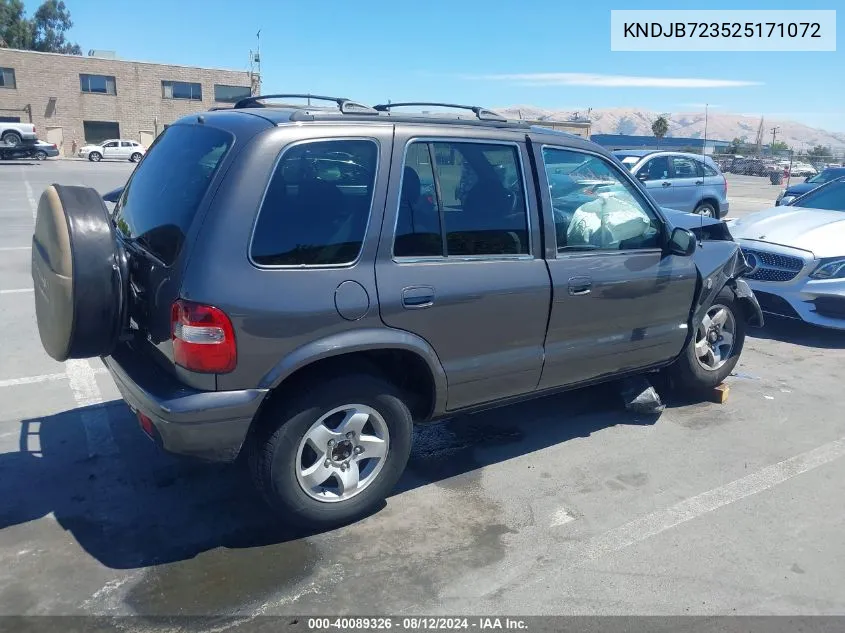 2002 Kia Sportage VIN: KNDJB723525171072 Lot: 40089326