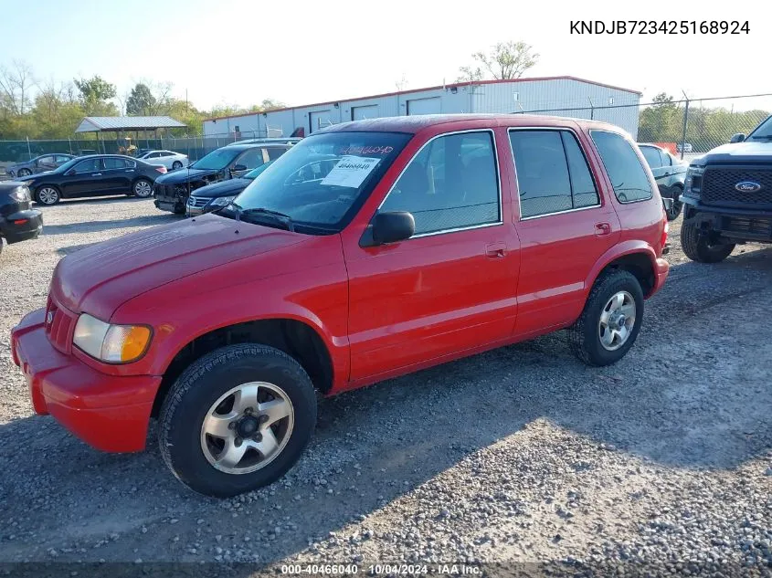 2002 Kia Sportage VIN: KNDJB723425168924 Lot: 40466040