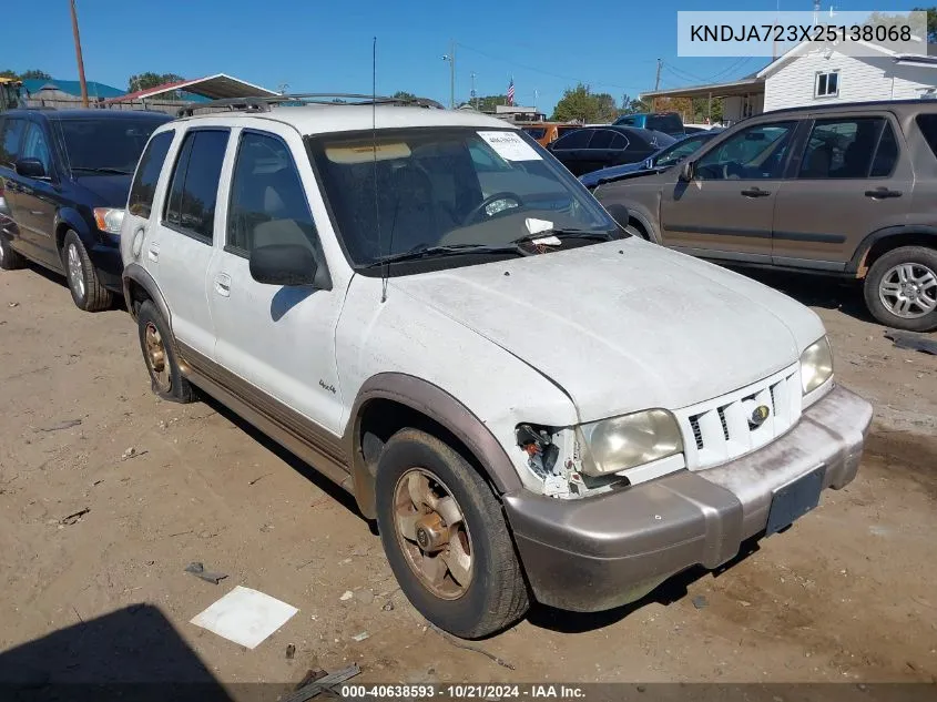 2002 Kia Sportage VIN: KNDJA723X25138068 Lot: 40638593