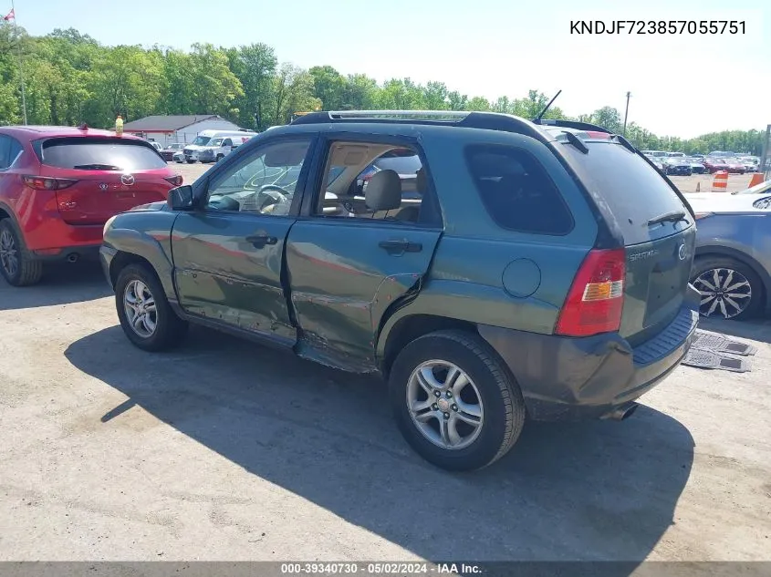 2005 Kia Sportage Ex V6/Lx V6 VIN: KNDJF723857055751 Lot: 39340730