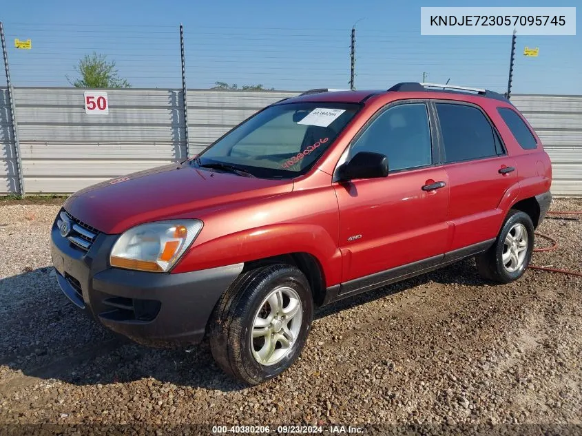 2005 Kia Sportage VIN: KNDJE723057095745 Lot: 40380206