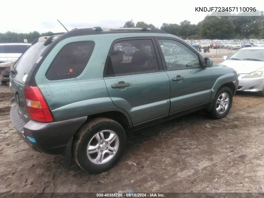 2005 Kia Sportage Ex V6/Lx V6 VIN: KNDJF723457110096 Lot: 40388786