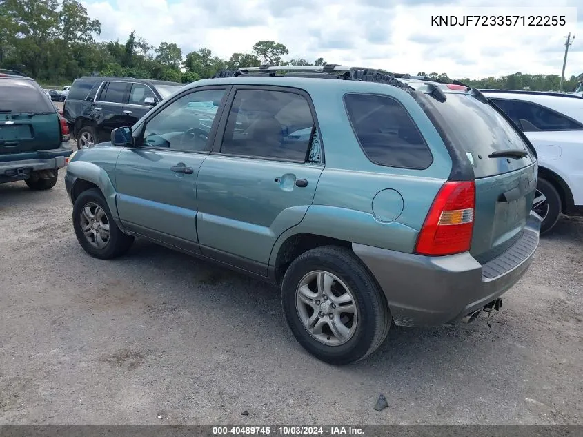 2005 Kia Sportage Ex V6/Lx V6 VIN: KNDJF723357122255 Lot: 40489745