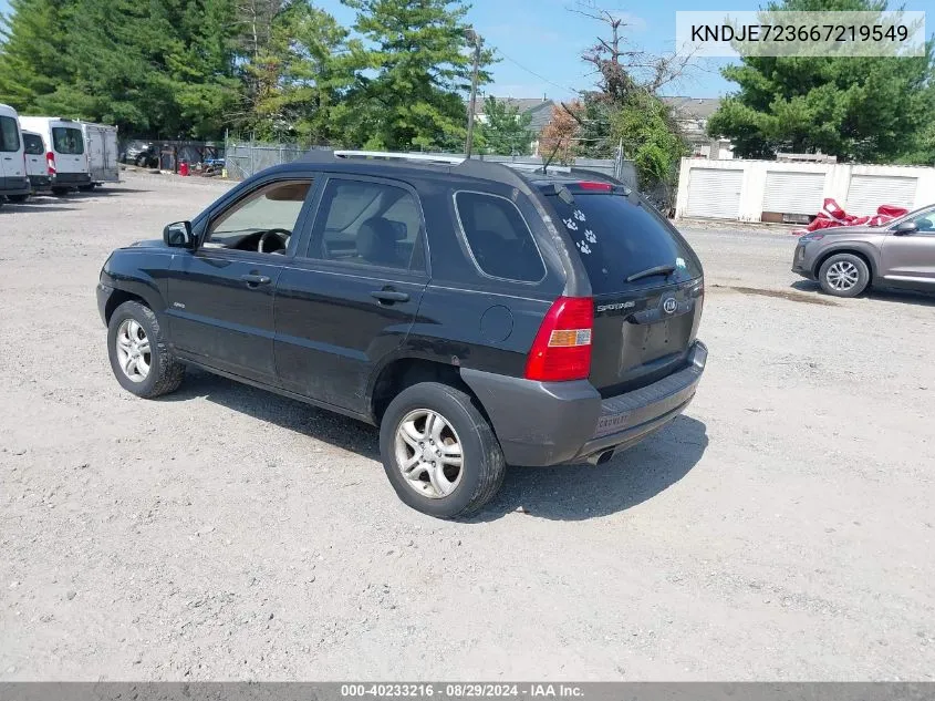 2006 Kia Sportage Ex V6/Lx V6 VIN: KNDJE723667219549 Lot: 40233216