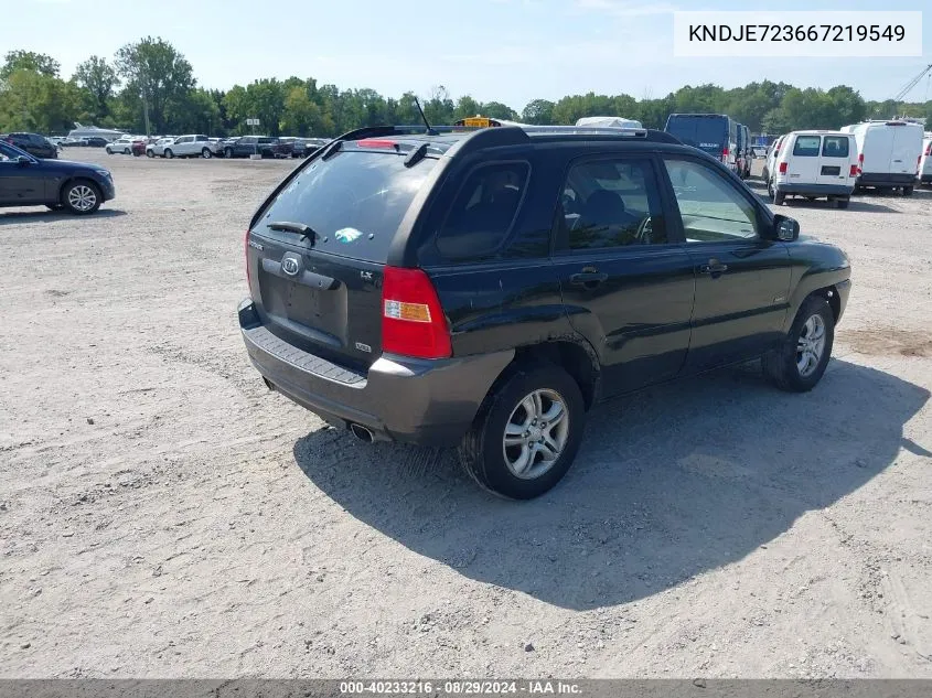 2006 Kia Sportage Ex V6/Lx V6 VIN: KNDJE723667219549 Lot: 40233216