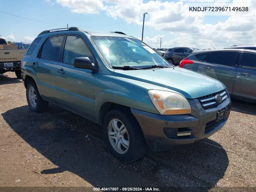 2006 Kia Sportage Ex V6/Lx V6 VIN: KNDJF723967149638 Lot: 40417807