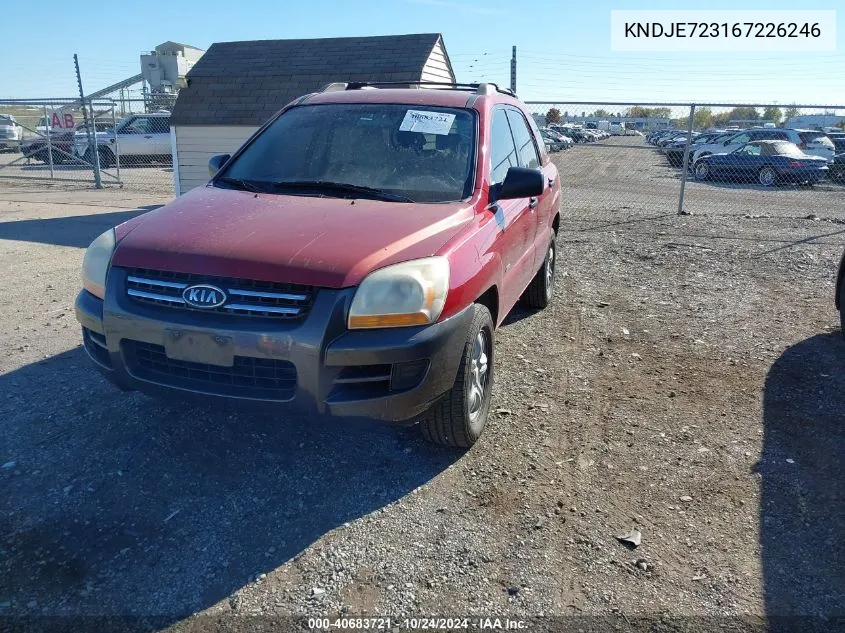 2006 Kia Sportage Ex V6/Lx V6 VIN: KNDJE723167226246 Lot: 40683721