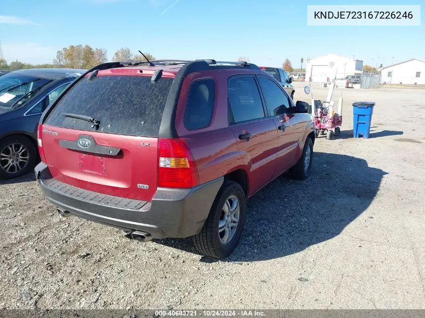 2006 Kia Sportage Ex V6/Lx V6 VIN: KNDJE723167226246 Lot: 40683721