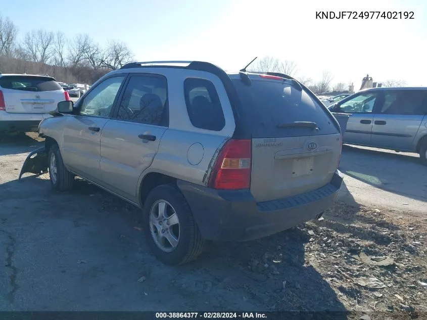 2007 Kia Sportage Lx VIN: KNDJF724977402192 Lot: 38864377