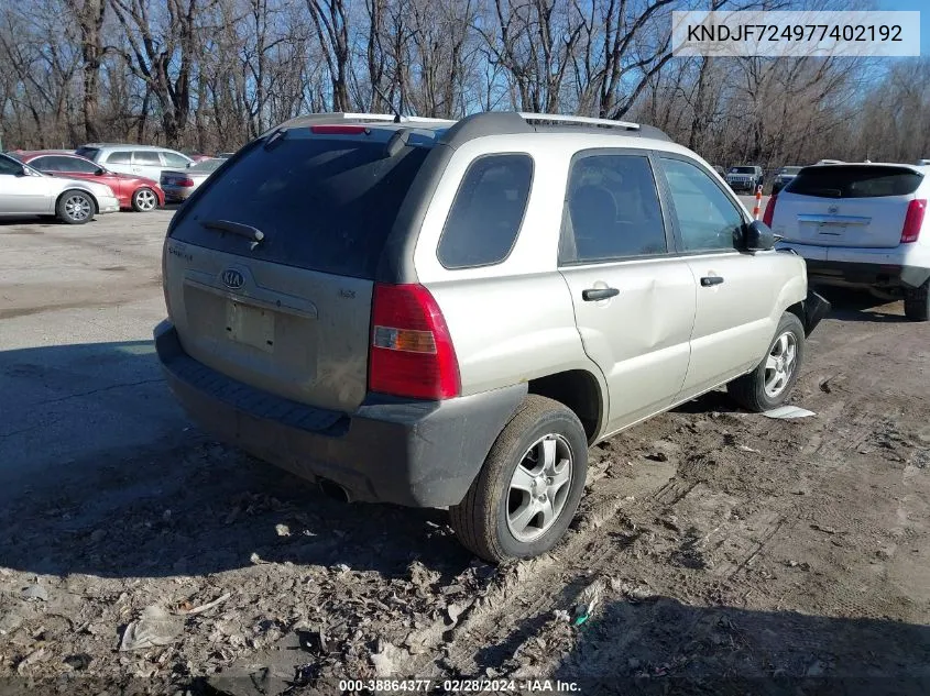 2007 Kia Sportage Lx VIN: KNDJF724977402192 Lot: 38864377