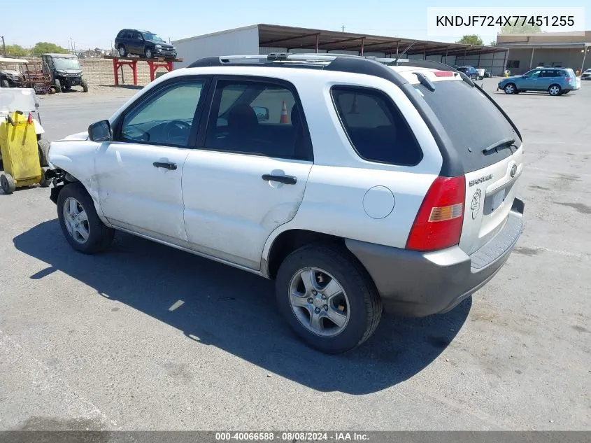 KNDJF724X77451255 2007 Kia Sportage Lx