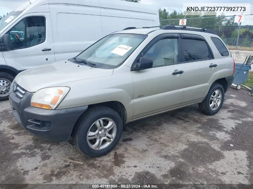 2007 Kia Sportage Lx V6 VIN: KNDJE723777392773 Lot: 40191950