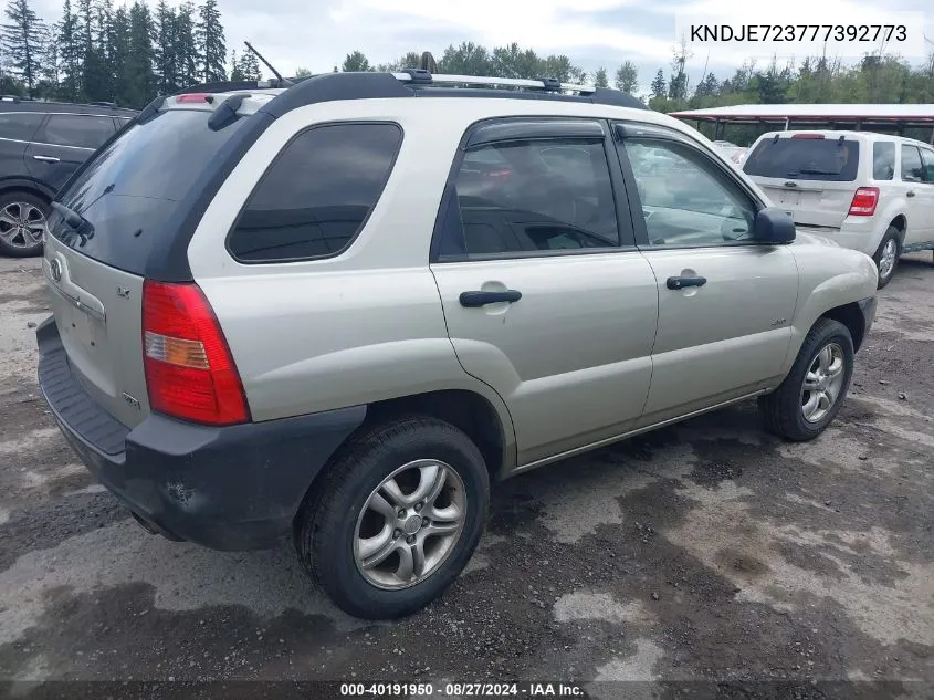 2007 Kia Sportage Lx V6 VIN: KNDJE723777392773 Lot: 40191950